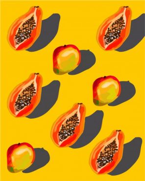 Aesthetic Ripe Papaya Fruit paint by numbers