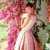 Audrey Hepburn Wearing Pink Dress paint by numbers