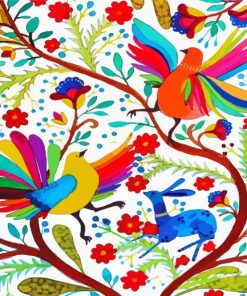 Birds And Animal Otomi paint by numbers