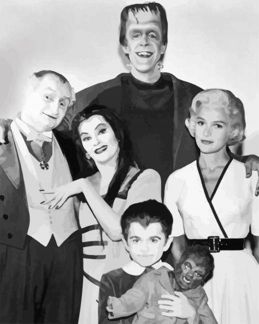 The Munsters In Black And White paint by numbers