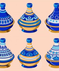 Blue Moroccan Tagines paint by numbers