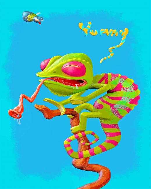 Hungry Cameleon Illustration paint by numbers