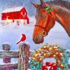 Christmas Horse Scene paint by numbers