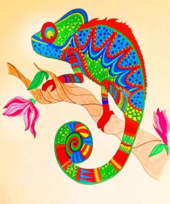 Colorful Cameleon Art paint by numbers