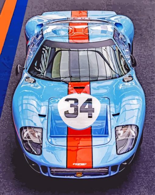 Blue And Orange Racing Car Ford Gt40-paint-by-number
