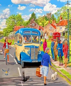 Blue Country Bus -paint-by-numbers