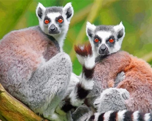 Cute Lemurs paint by numbers