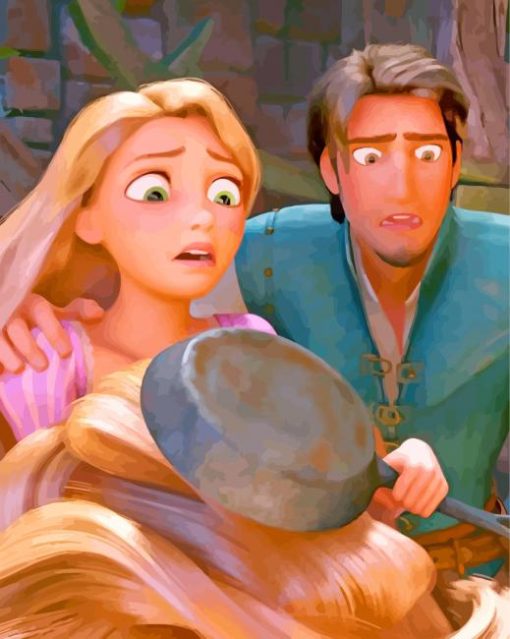 Cute Rapunzel And Flynn Rider Disney paint by number