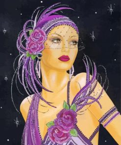 Deco Lady Wearing Purple paint by numbers