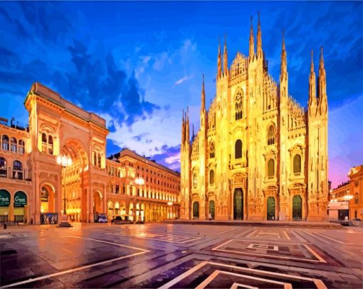 The Milan Cathedral By Night paint by numbers