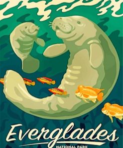 Manatee And Calf In Everglades National Park Florida-paint-by-numbers