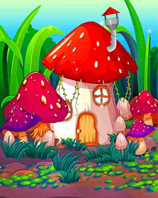 Fantastic Mushroom House paint by numbers