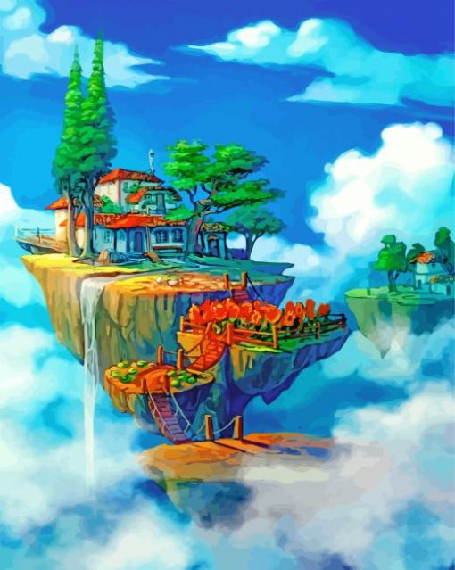 Aesthetic Floating Island In The Sky -paint-by-numbers
