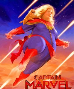 Fat Captain Marvel And Her Cat Cartoons paint by numbers