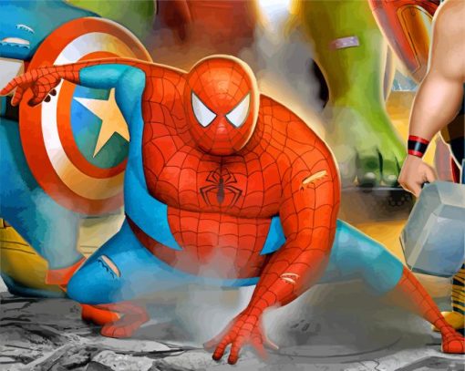 Spider Man Fat Hero Cartoon paint by numbers