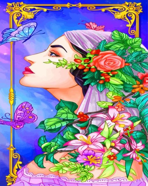 Flowerful Woman paint by numbers