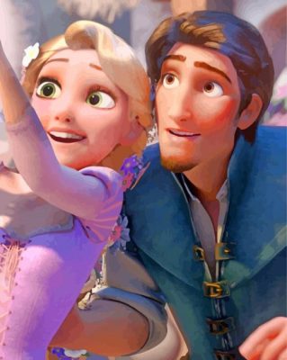 Flynn Rider And Rapunzel Disney paint by number 