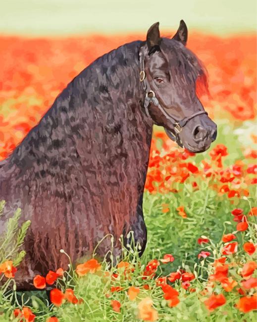 Friesian In Flowers paint by numbers