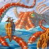 Kraken Fighting With Warriors paint-by-number