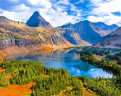 Glacier National Park Montana Hidden Lake paint by numbers