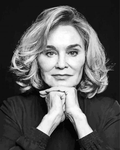 Jessica Lange Black And White Portrait paint by numbers