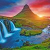 Kirkjufell Mountain At Sunset paint by numbers