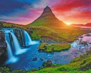 Kirkjufell Mountain At Sunset paint by numbers
