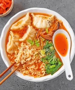 Korean Noodles With Chinese Dumplings paint by numbers
