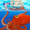 Kraken And Pirate Ship-paint-by-numbers