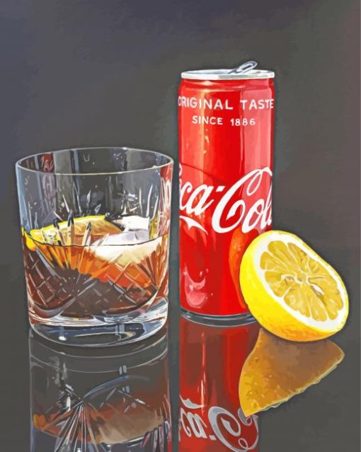 Glass Of Coca Cola With Lemon Art-paint-by-numbers