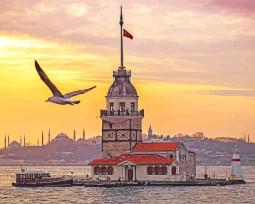 Maiden's Tower Istanbul paint by numbers