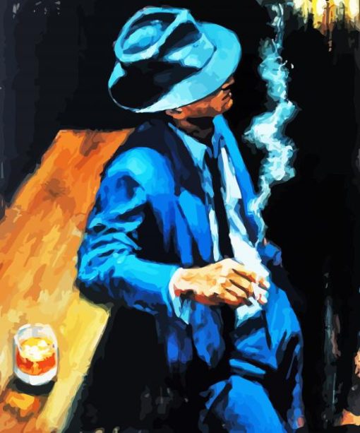 Man In A Bar Smoking paint by number paint by numbers