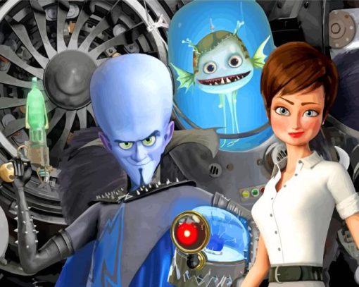 Megamind And Minion And Roxanne paint by numbers