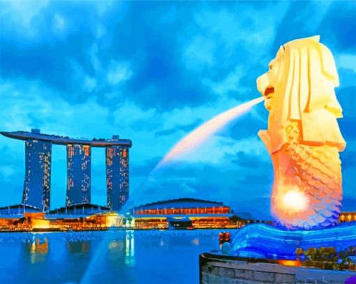 Merlion Park In Singapore paint by numbers