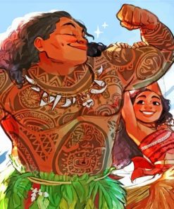 Moana And Chief Disney paint by numbers