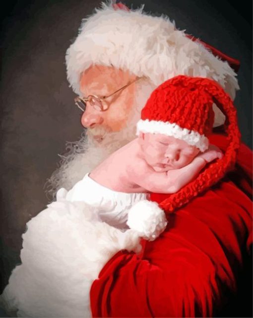 Newborn With Santa paint by numbers