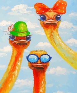 Ostriches Friends paint by numbers
