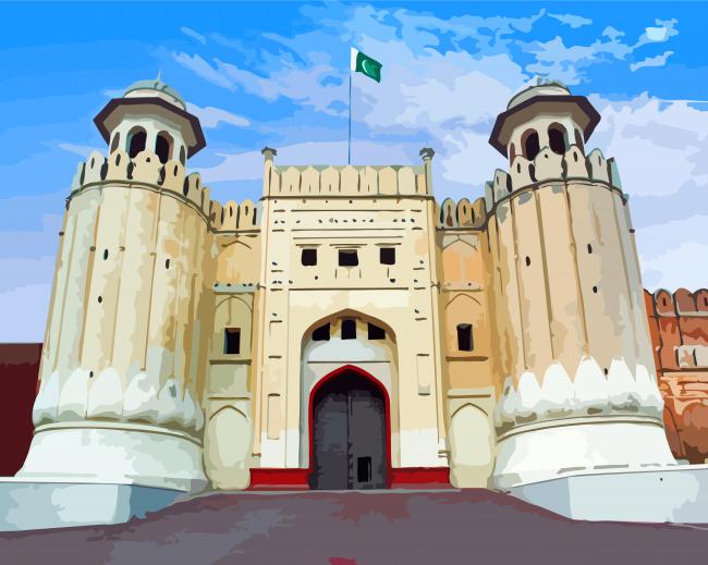 Pakistan Monument Lahore Fort paint by numbers