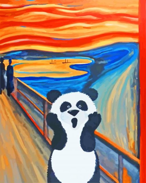 Panda Funny Scream Face paint by numbers