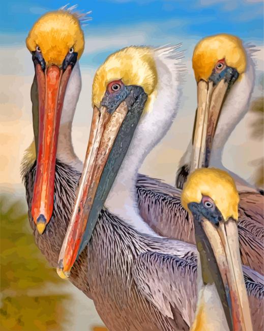 Pelicans Birds paint by numbers