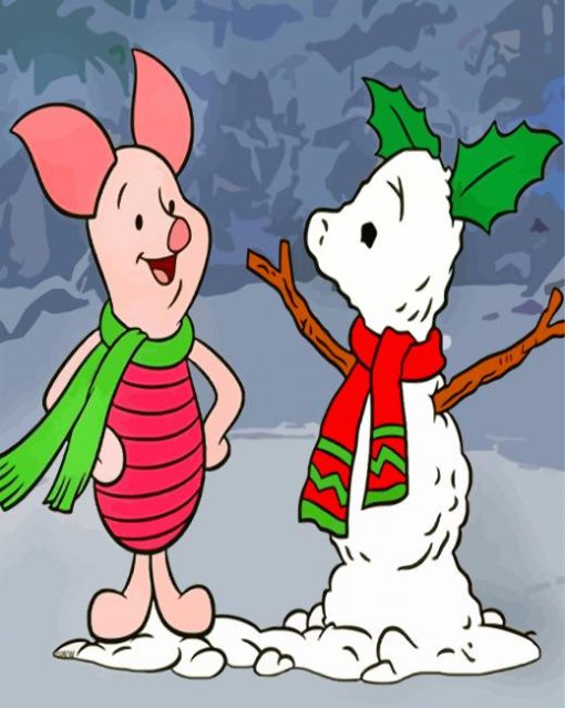 Piglet And Snowman Disney paint by numberrs