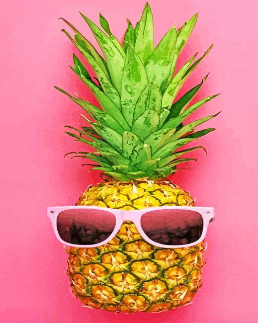 Pineapple Wearing Sunglasses paint by numbers