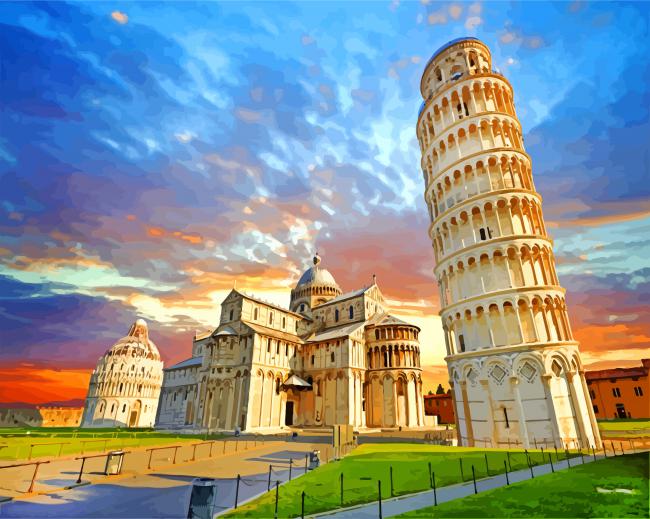 Pisa Tower paint by numbers