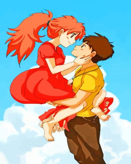 Ponyo And Sosuke Japanese Anime paint by numbers