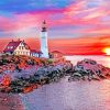Portland Lighthouse Sunset Lover paint by numbers