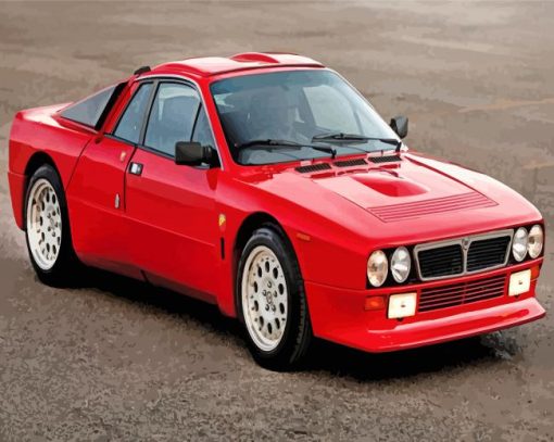 Red Lancia Car paint by number