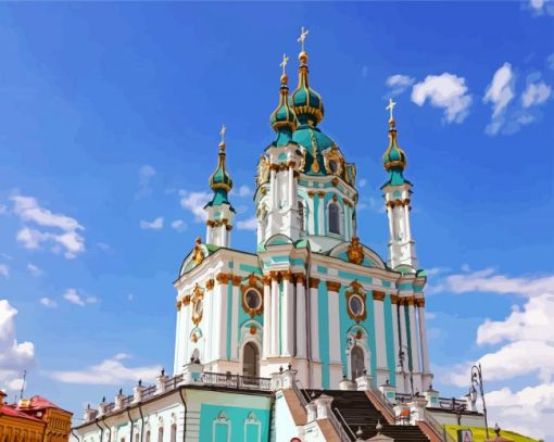 Saint Andrew's Church Kiev paint by numbers