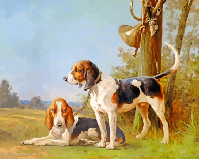 Scent Hound Dogs In The Forest -paint-by-number