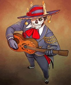 Skull Mariachi paint by numbers
