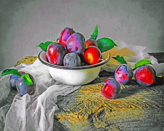 Still Life Plum Fruit paint by numbers